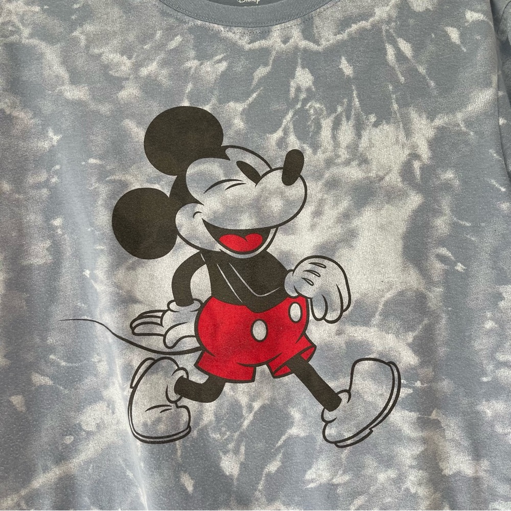 Disney Tie Dye Mickey Mouse Cropped T-Shirt Sz M - Picture 3 of 5